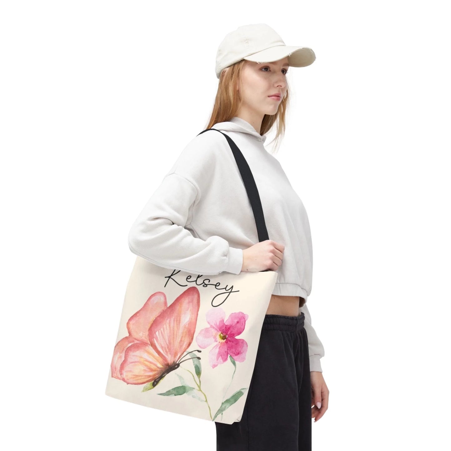 Butterfly Kisses Name Tote Bag Enviro Profile 2