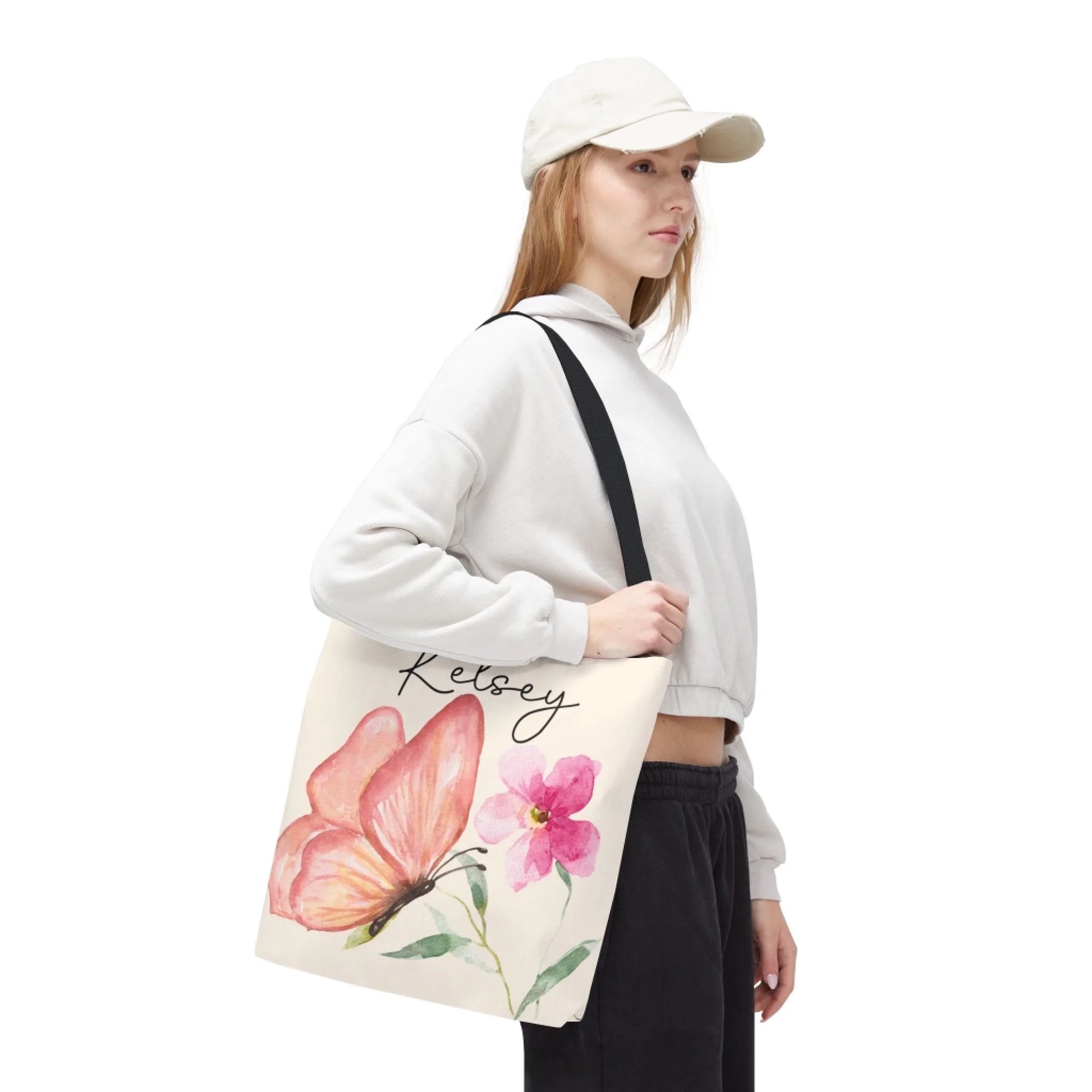 Butterfly Kisses Name Tote Bag Enviro Profile 2