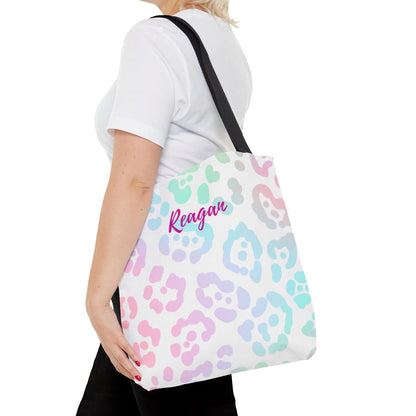 Rainbow Leopard 18x18 Tote Bag Personalized Side Profile 3 script