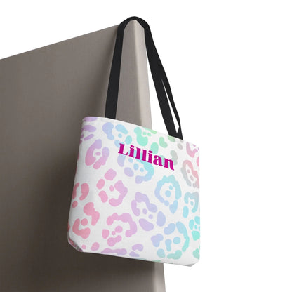 Rainbow Leopard 18x18 Tote Bag Personalized Your Name 16x16 - Copy