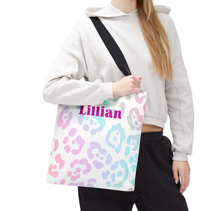 Rainbow Leopard 18x18 Tote Bag Personalized Side Profile 2