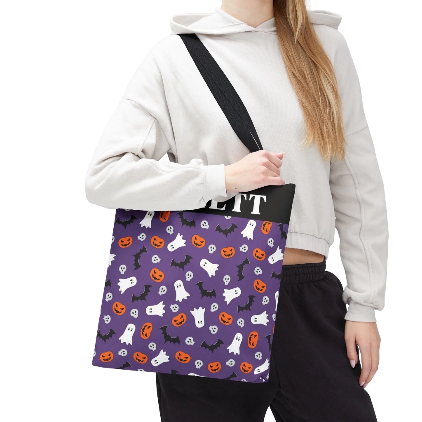 Boo! Pumpkin Halloween Name Tote Bag -16x16 Printify Talent