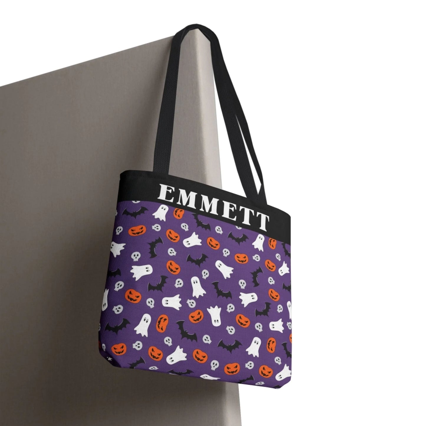 Boo! Pumpkin Halloween Name Tote Bag -16x16 Printify Door