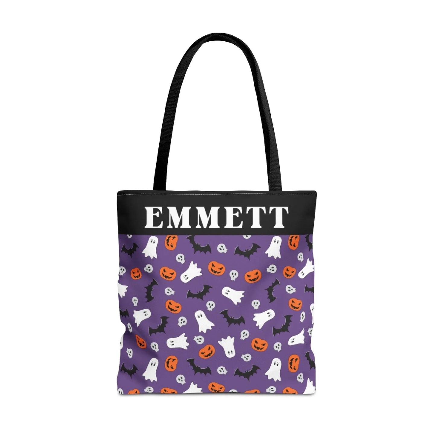 Boo! Pumpkin Halloween Name Tote Bag -16x16 Printify Seamless