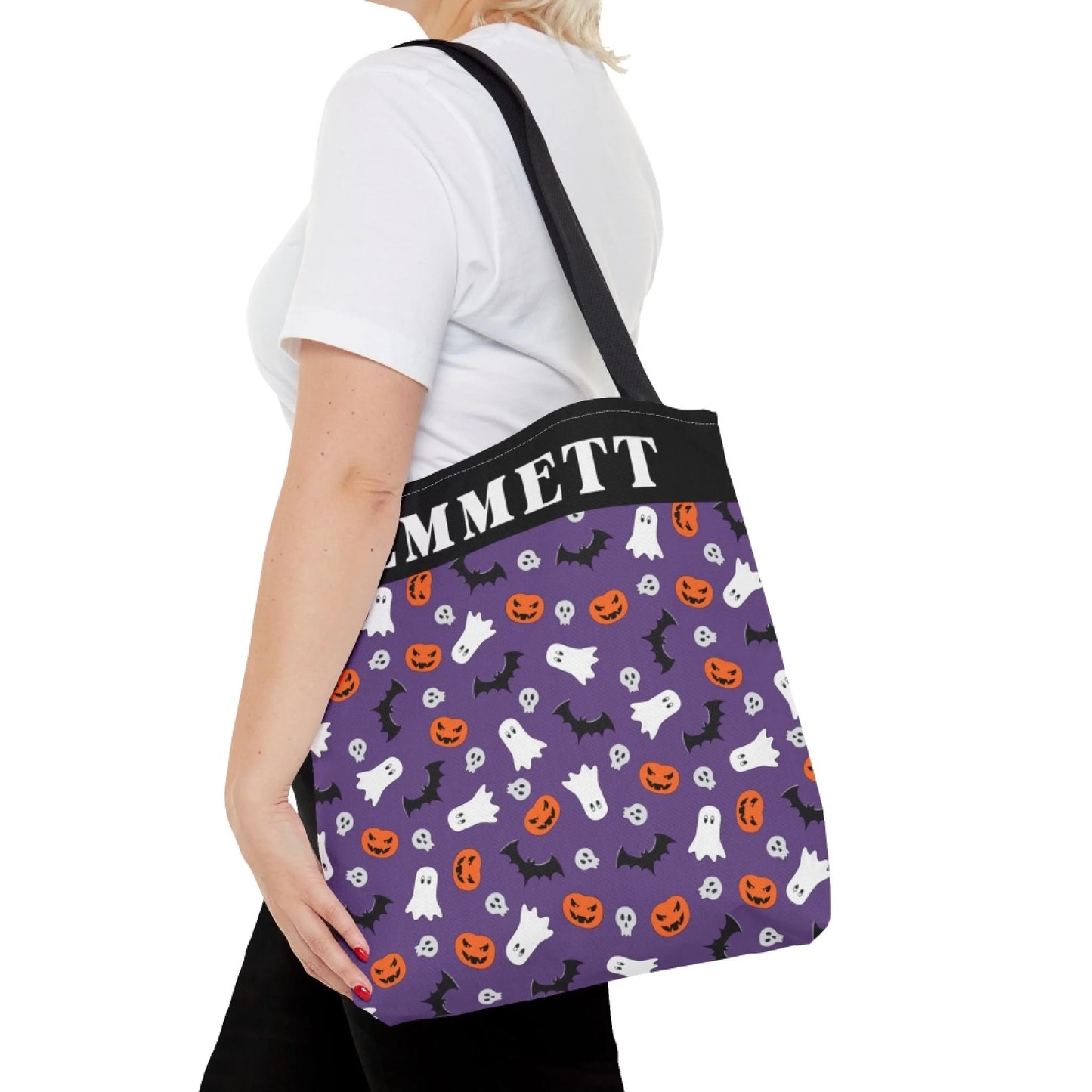 Boo! Pumpkin Halloween Name Tote Bag -16x16 Printify Talent 2