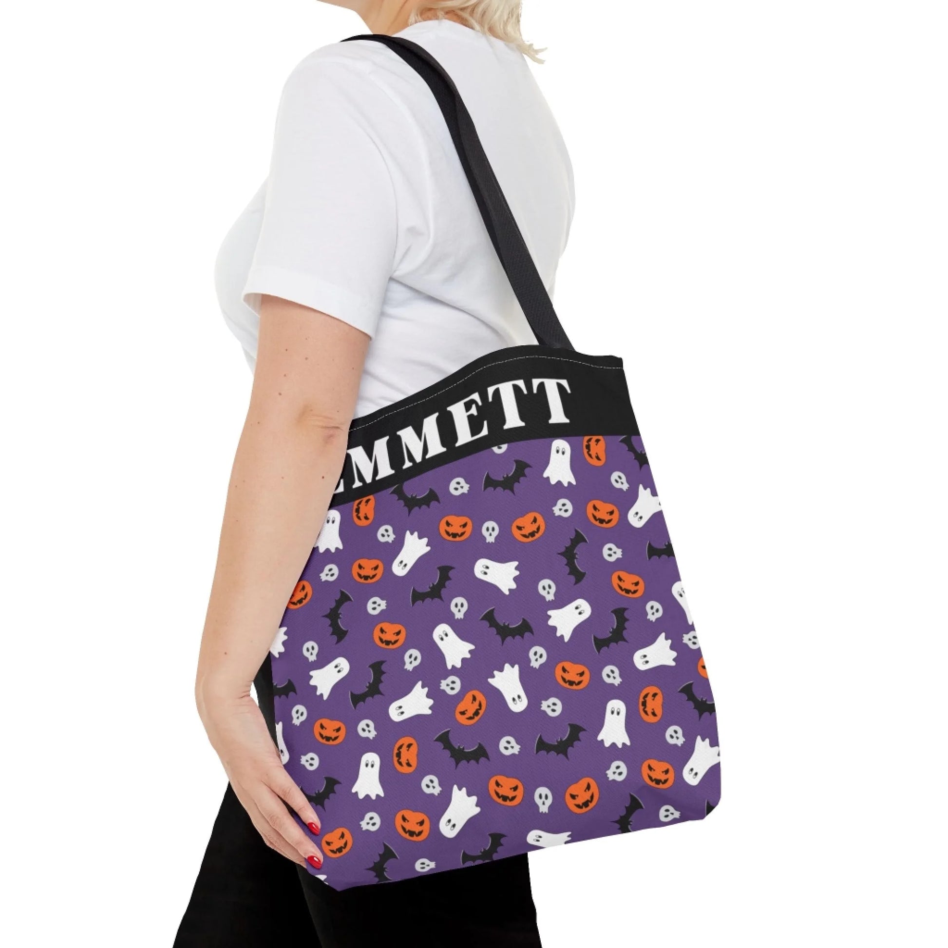 Boo! Pumpkin Halloween Name Tote Bag -16x16 Printify Talent 2