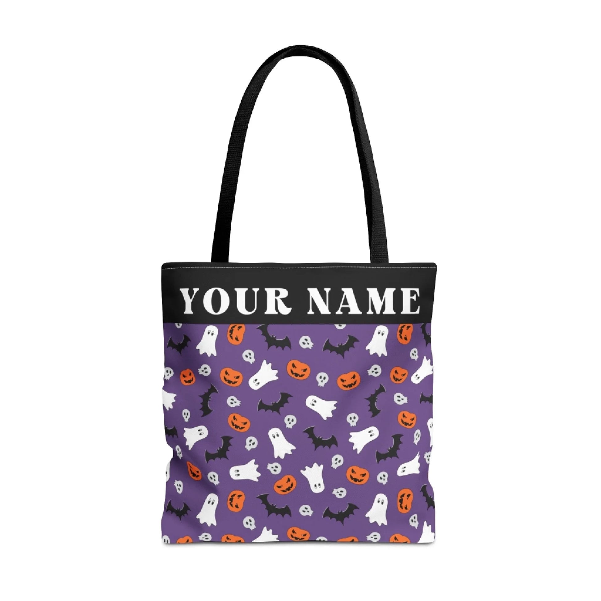 Boo! Pumpkin Halloween Name Tote Bag -18x18 Printify Seamless