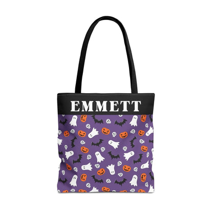 Boo! Pumpkin Halloween Name Tote Bag -16x16 Printify Seamless