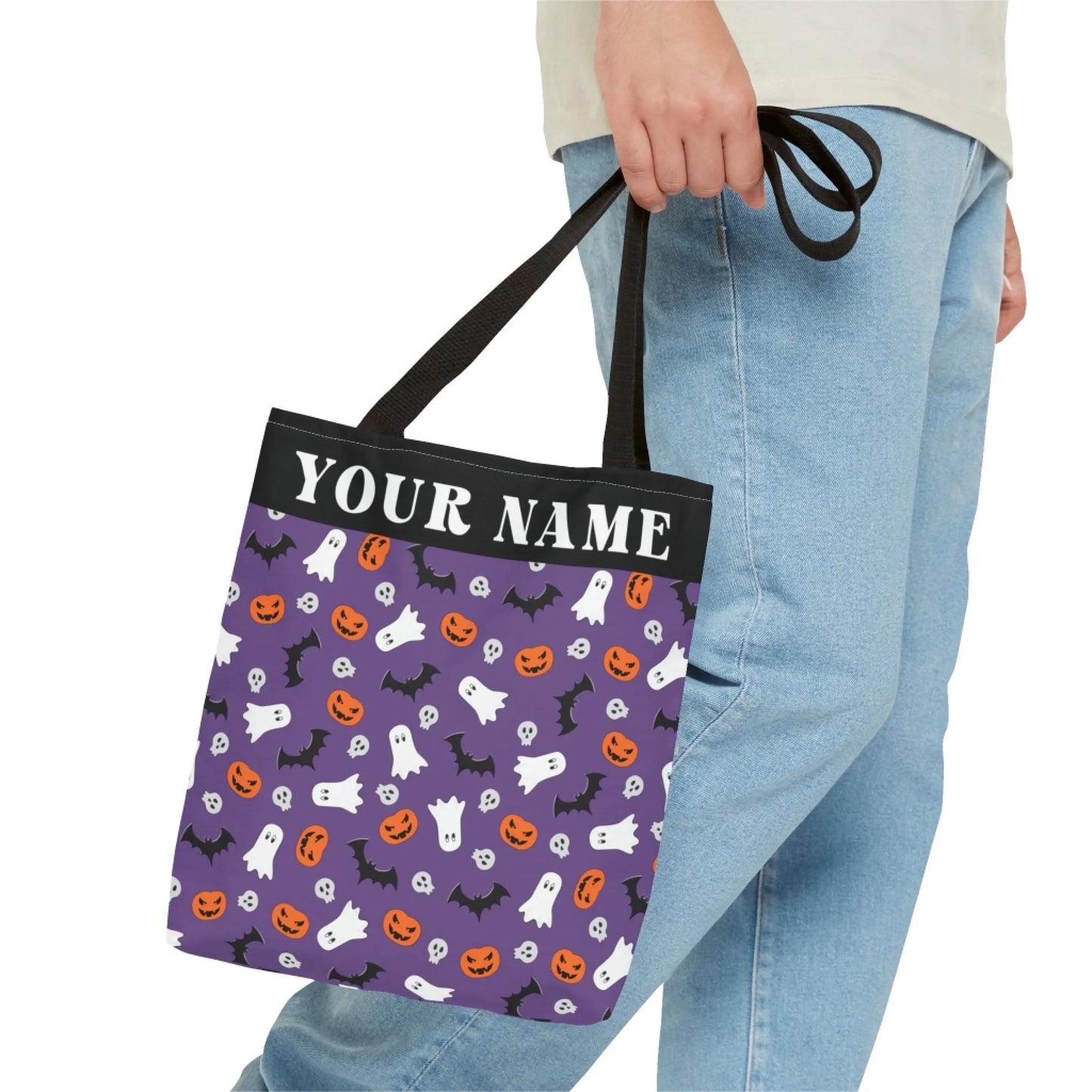 Boo! Pumpkin Halloween Name Tote Bag -18x18 Printify Talent 4