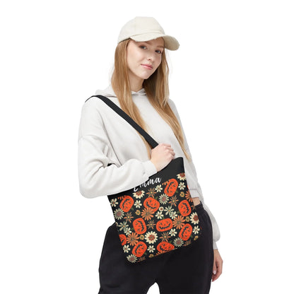 Floral Fall Pumpkin Name Tote Bag -18x18 Talent 2