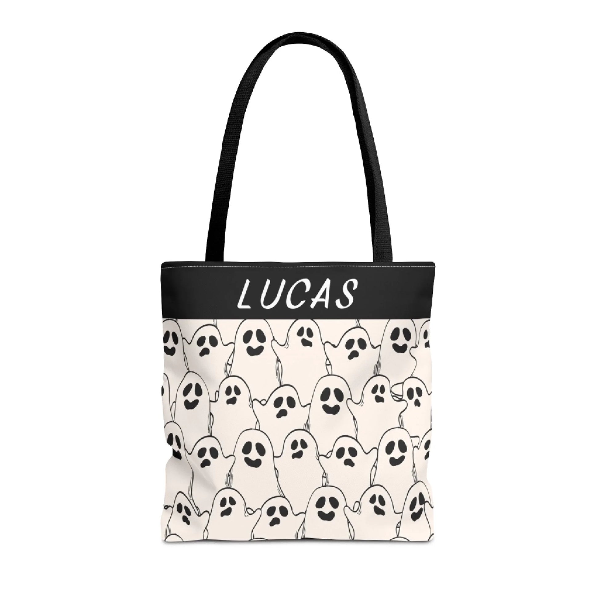 Ghosty Gouls Halloween Name Tote Bag 16x16 Seamless