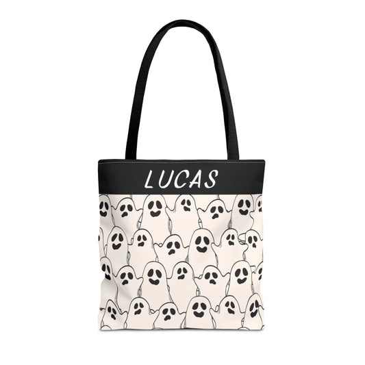 Ghosty Gouls Halloween Name Tote Bag 16x16 Seamless