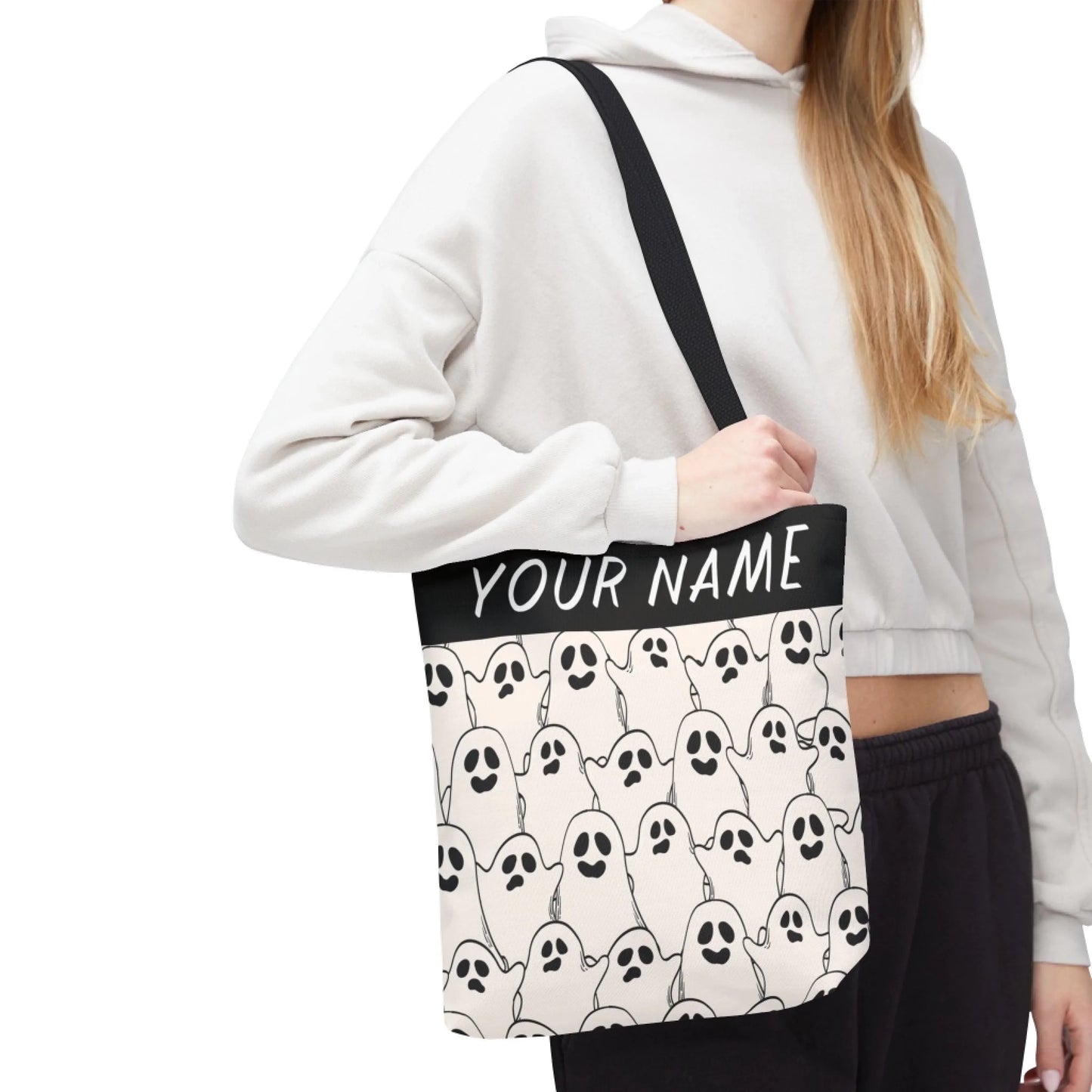 Ghosty Gouls Halloween Name Tote Bag 18x18 Talent