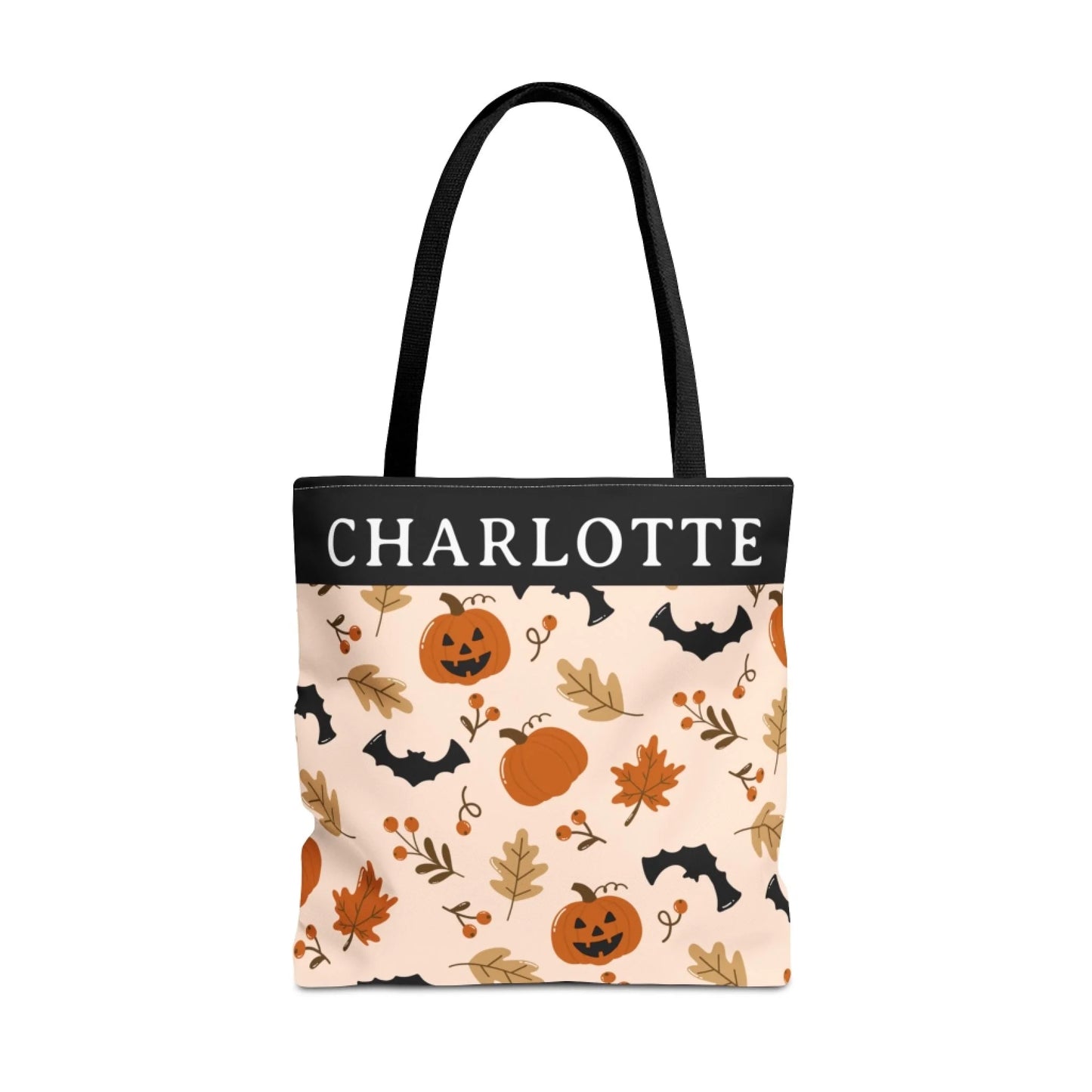 Happy Fall Halloween Name Tote Bag 18x18 Seamless