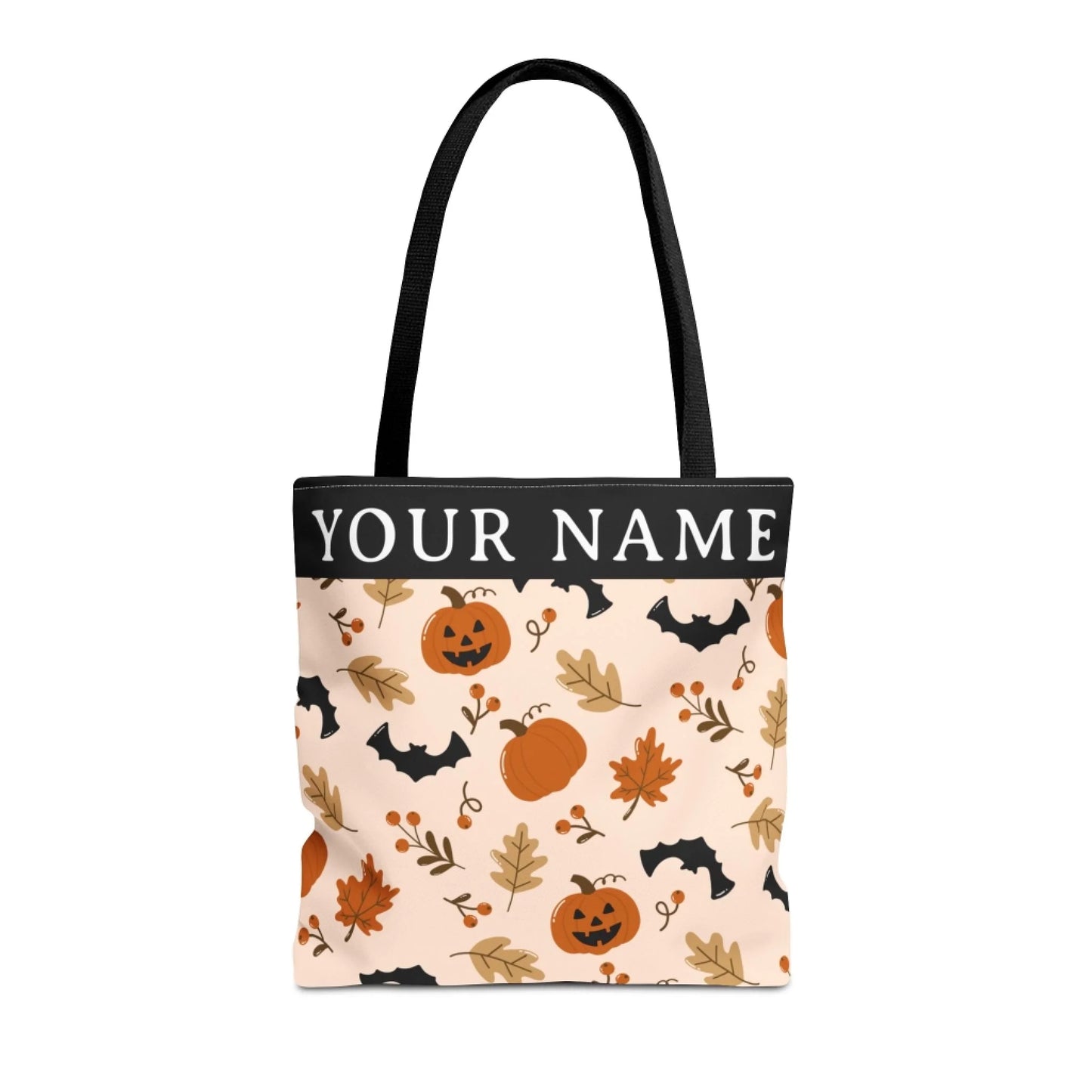 Happy Fall Halloween Name Tote Bag 16x16 Seamless