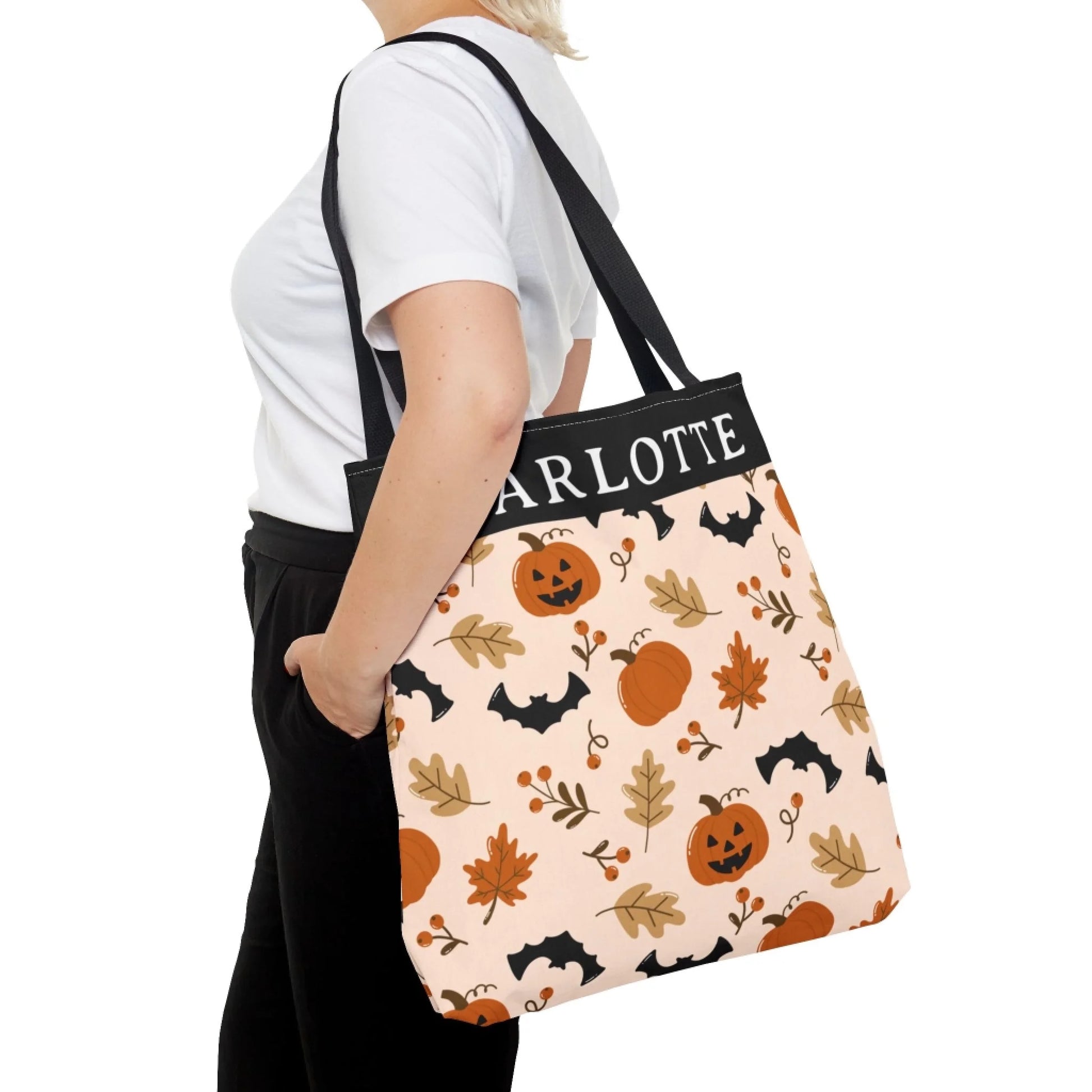 Happy Fall Halloween Name Tote Bag 18x18 Talent 1