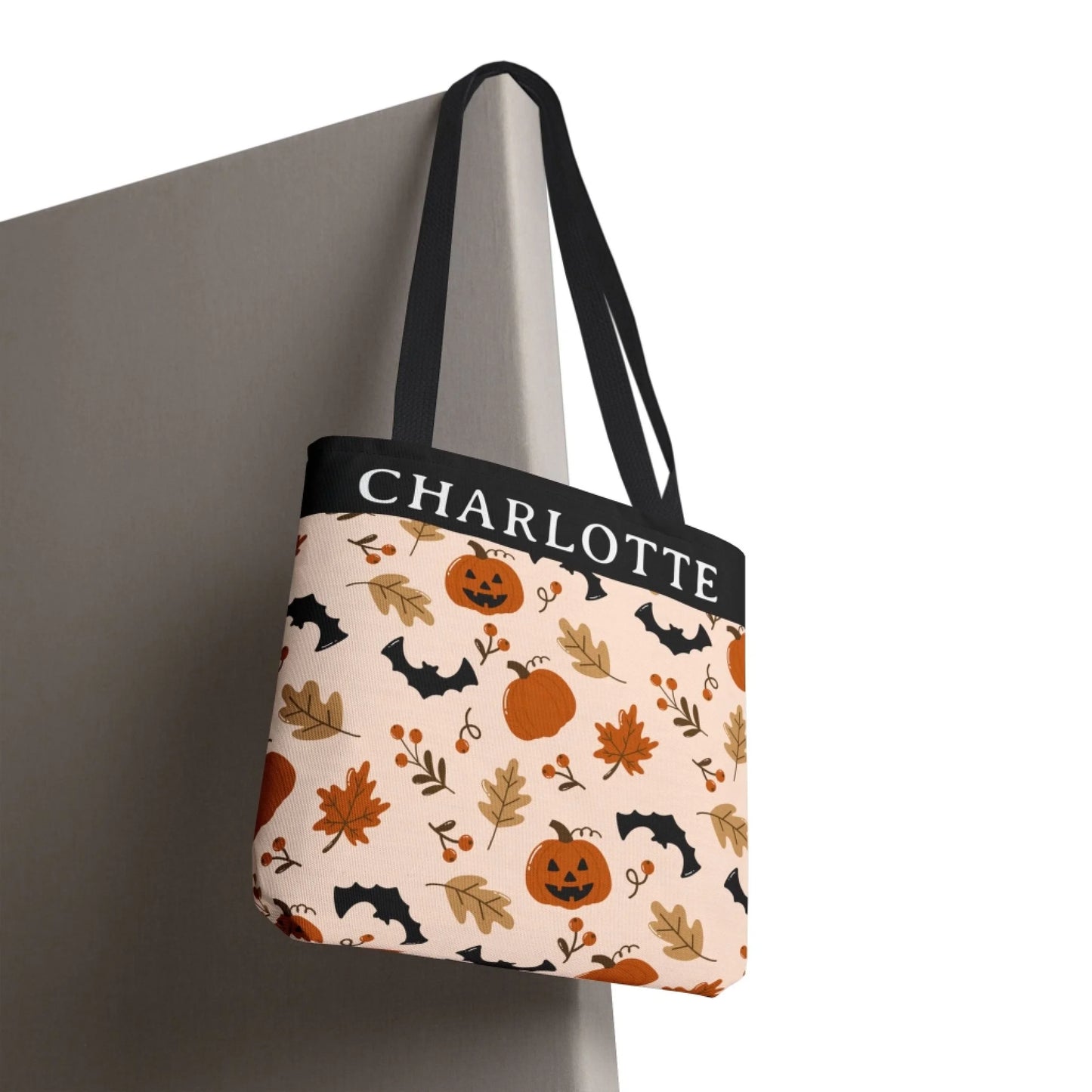 Happy Fall Halloween Name Tote Bag 18x18 Hanging