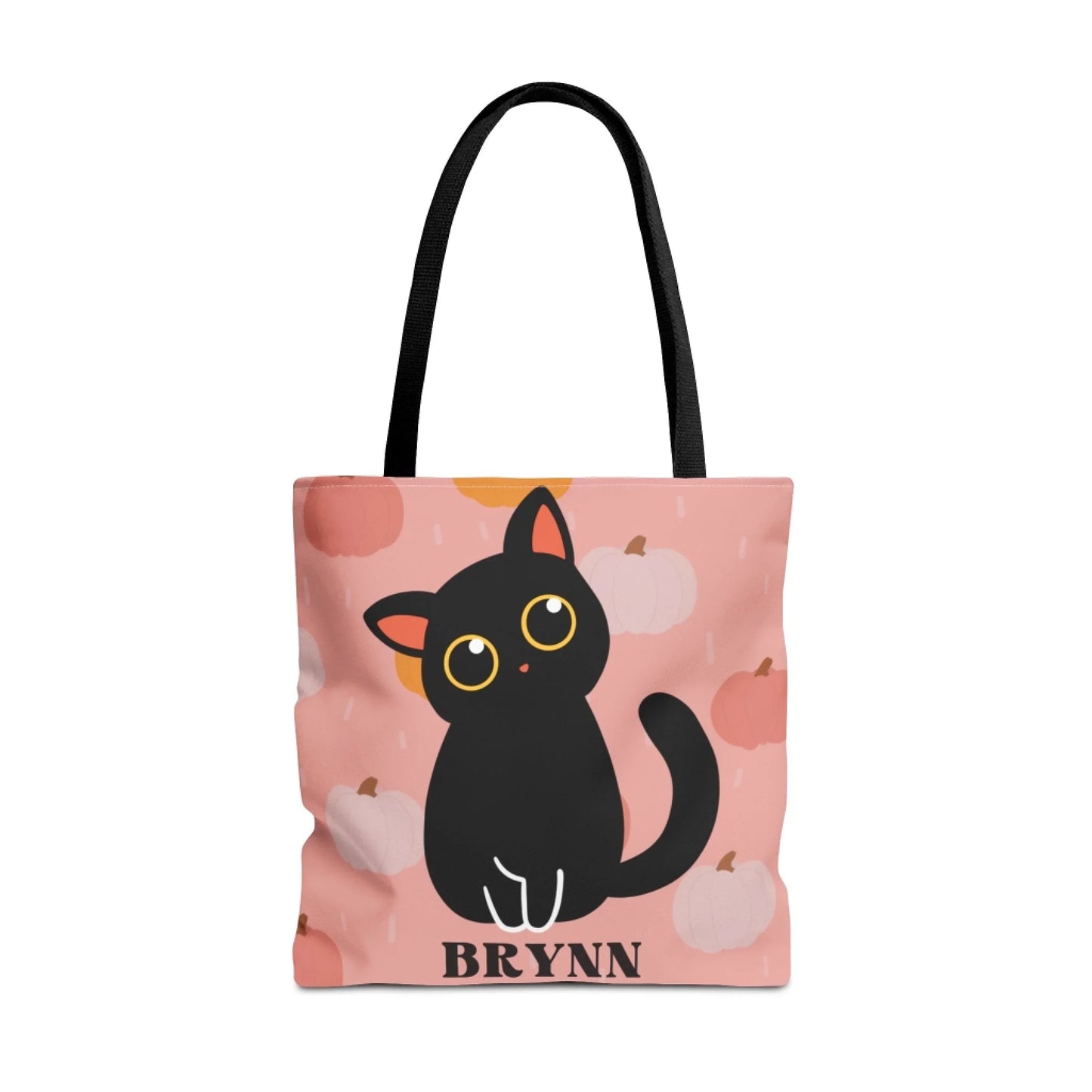 Pumpkin Kitty Cat Name Tote Bag -16x16 seamless
