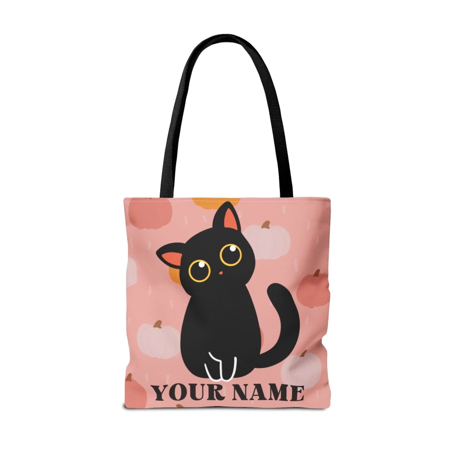 Pumpkin Kitty Cat Name Tote Bag -18x18 seamless
