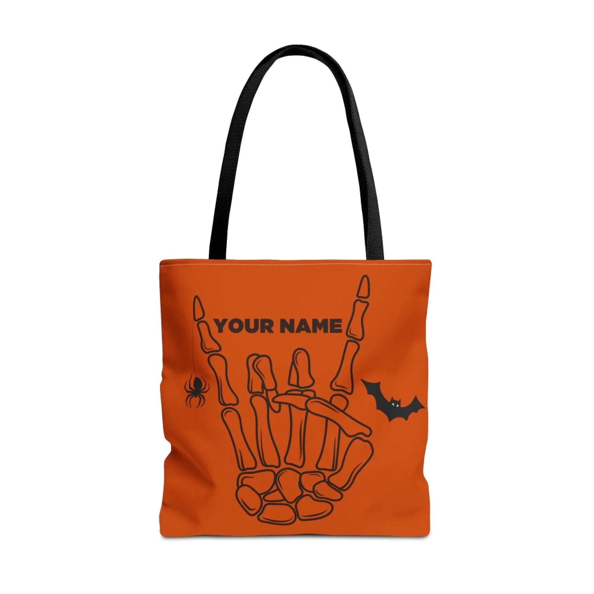 Rock On Halloween Skeleton Name Tote Bag 16x16 Seamless