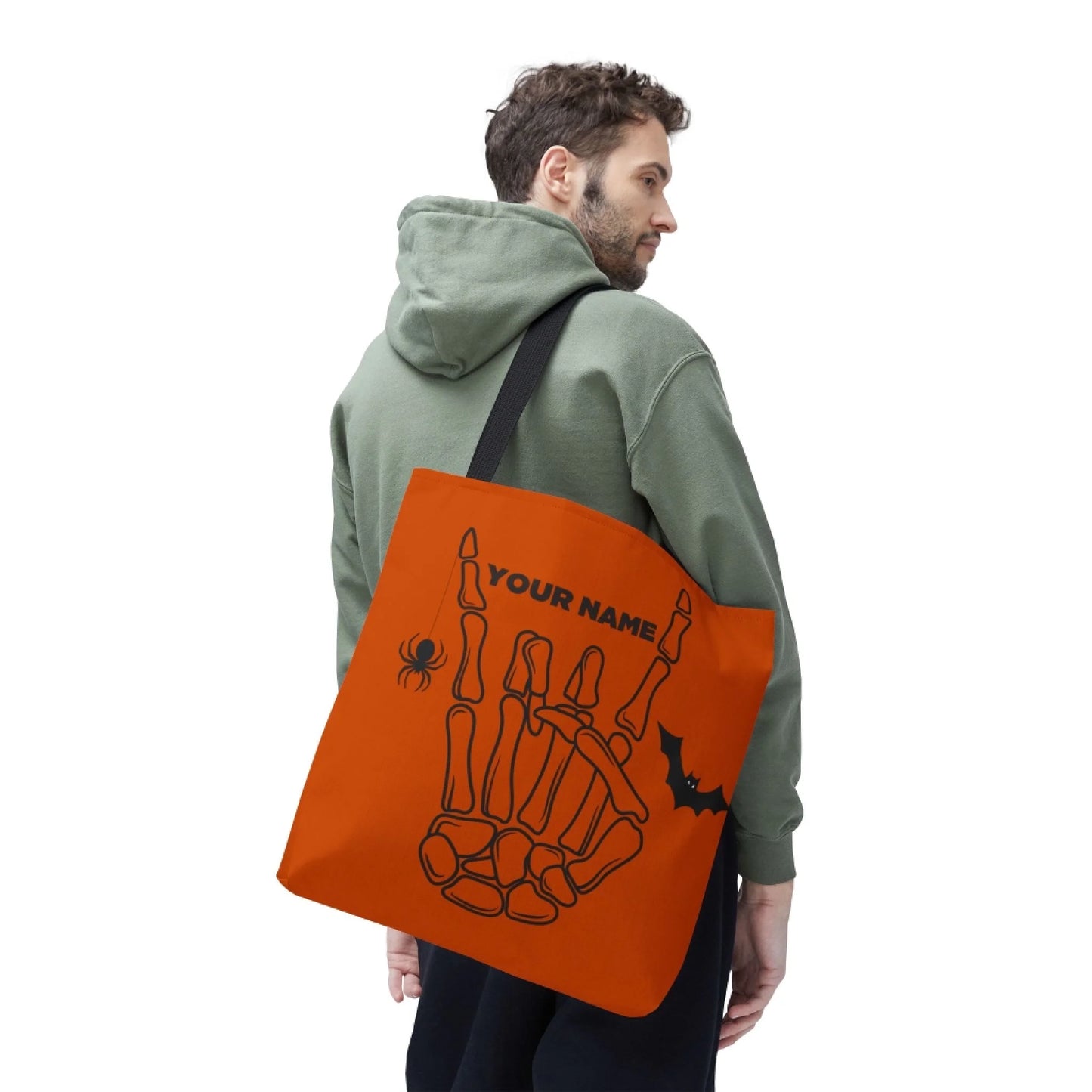 Rock On Halloween Skeleton Name Tote Bag 16x16 Lifestyle