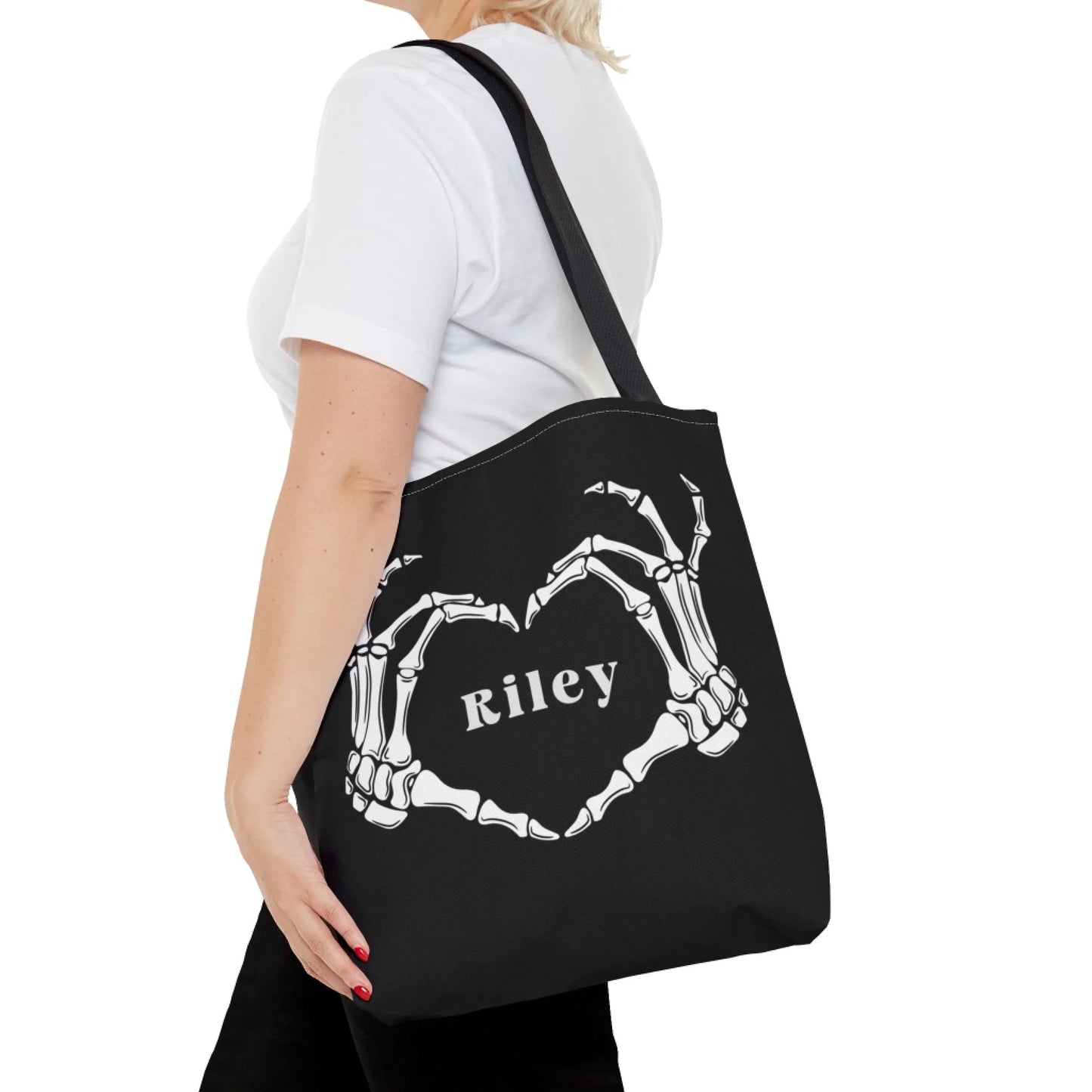 Skeleton Heart Name Tote Bag Print Test 16x16 - image liefstyle