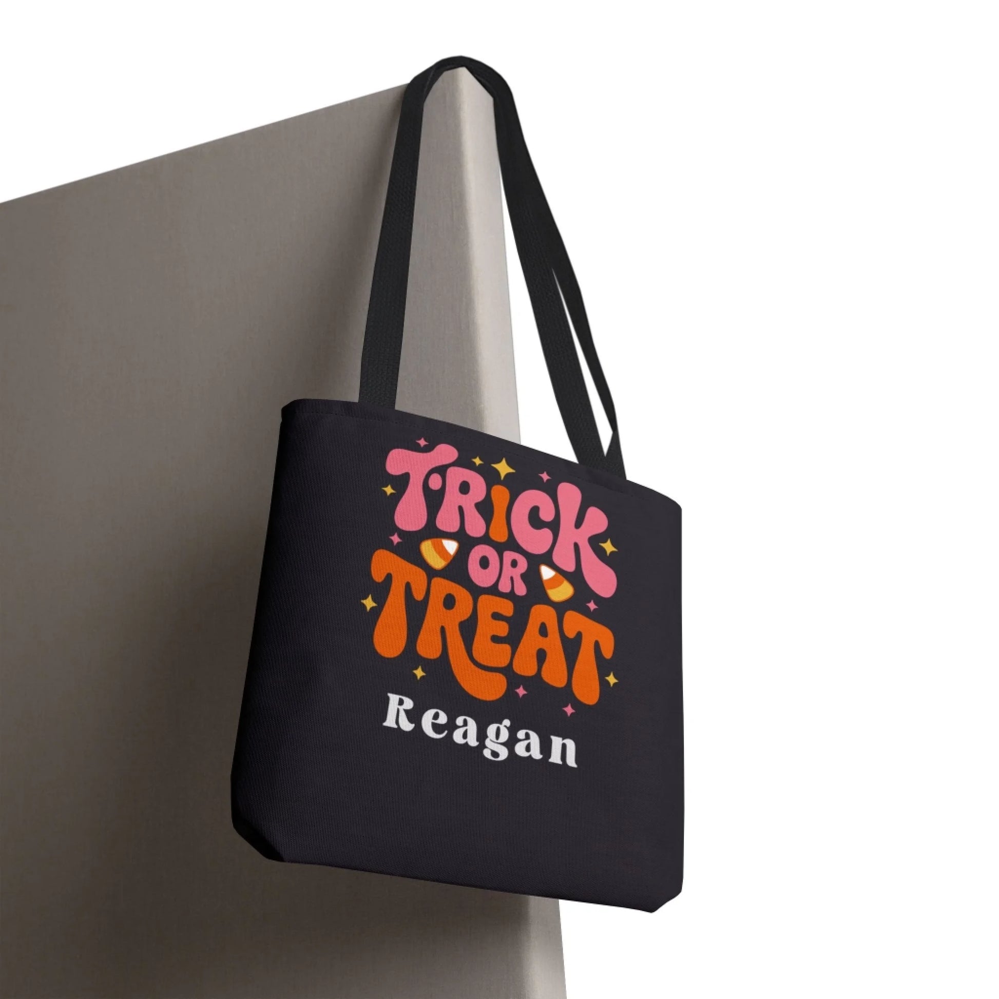 Trick or Treat Halloween Name Tote Bag - 16x16 Hanging