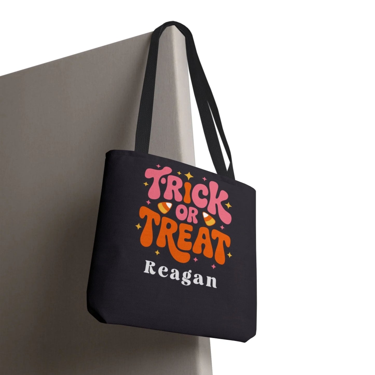 Trick or Treat Halloween Name Tote Bag - 16x16 Hanging