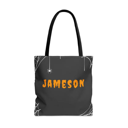 Web Slinger Halloween Name Tote Bag 16x16 Seamless