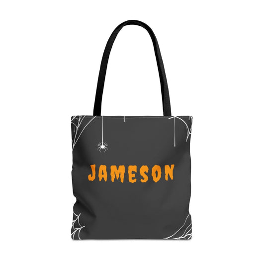 Web Slinger Halloween Name Tote Bag 16x16 Seamless
