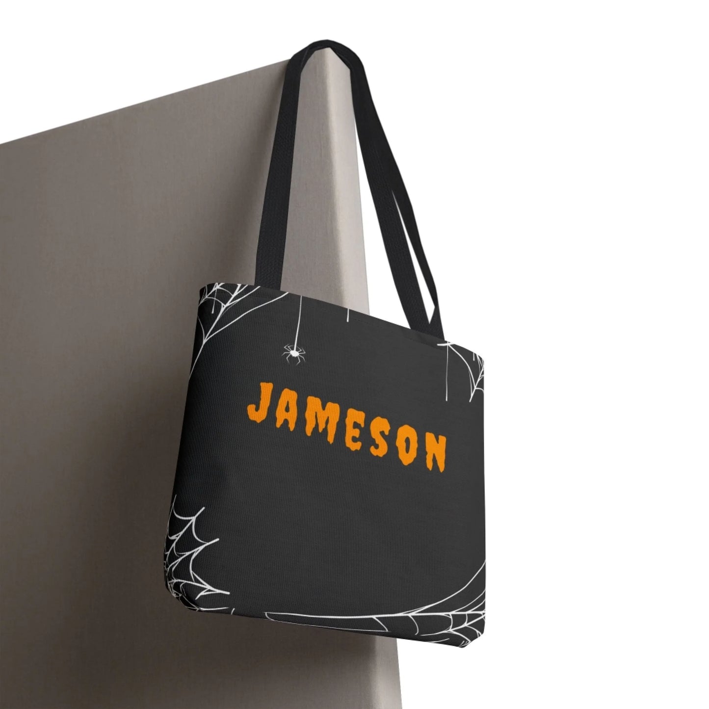 Web Slinger Halloween Name Tote Bag 16x16 Hanging