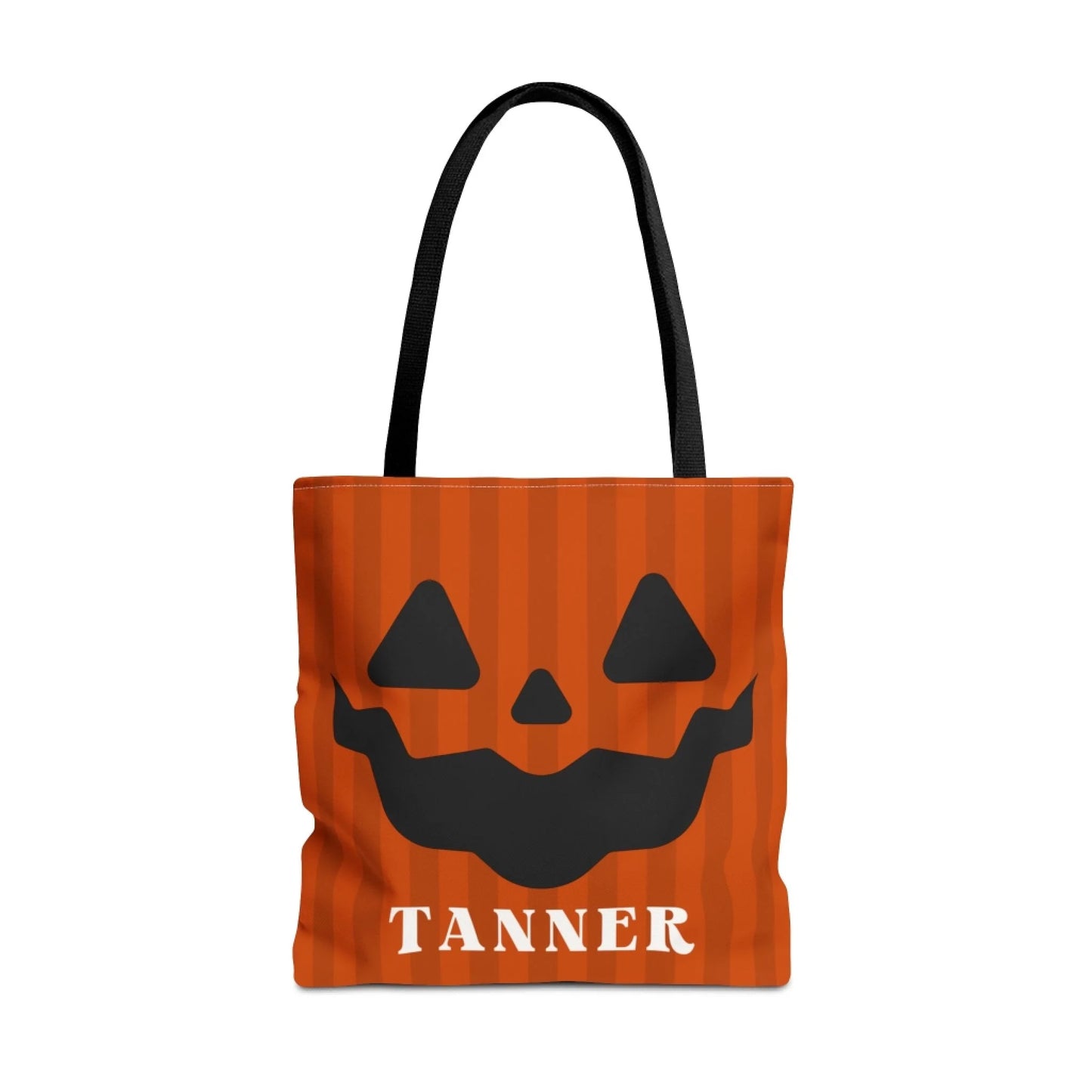 Pumpkin Faces Halloween Name Tote Bag - Wavy Smile -16x16 Seamless