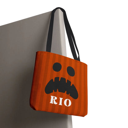 Pumpkin Faces Halloween Name Tote Bag - Scary Smile- Hanging