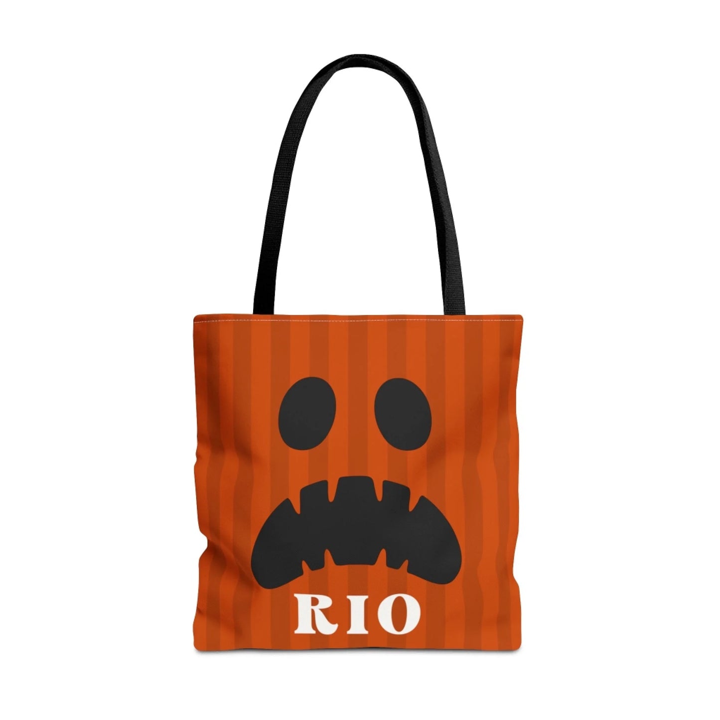Pumpkin Faces Halloween Name Tote Bag - Scary Smile- Seamless