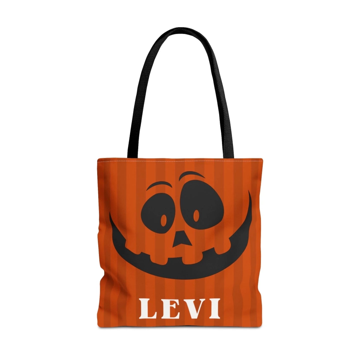 Pumpkin Faces Halloween Name Tote Bag - Silly Smile - 16x16 Seamless