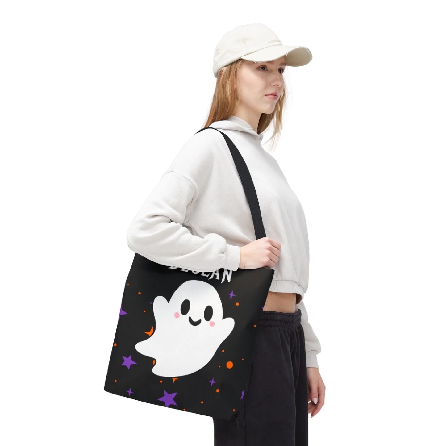 Fall Friends Halloween Name Tote Bag - Ghost - 16x16 Lifestyle