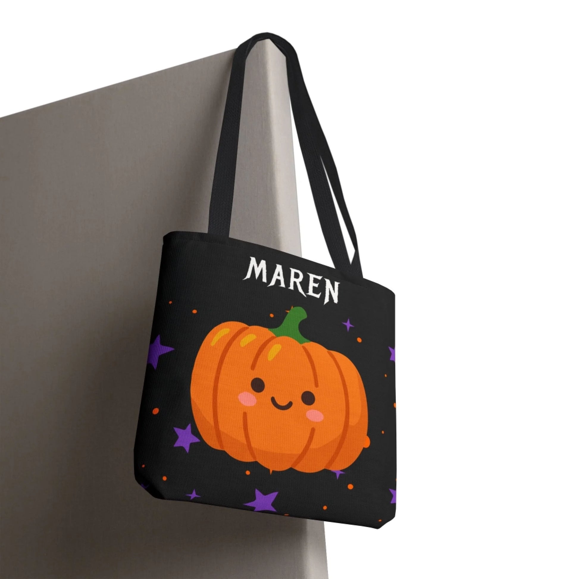 Fall Friends Halloween Name Tote Bag - Pumpkin - 16x16 Hanging