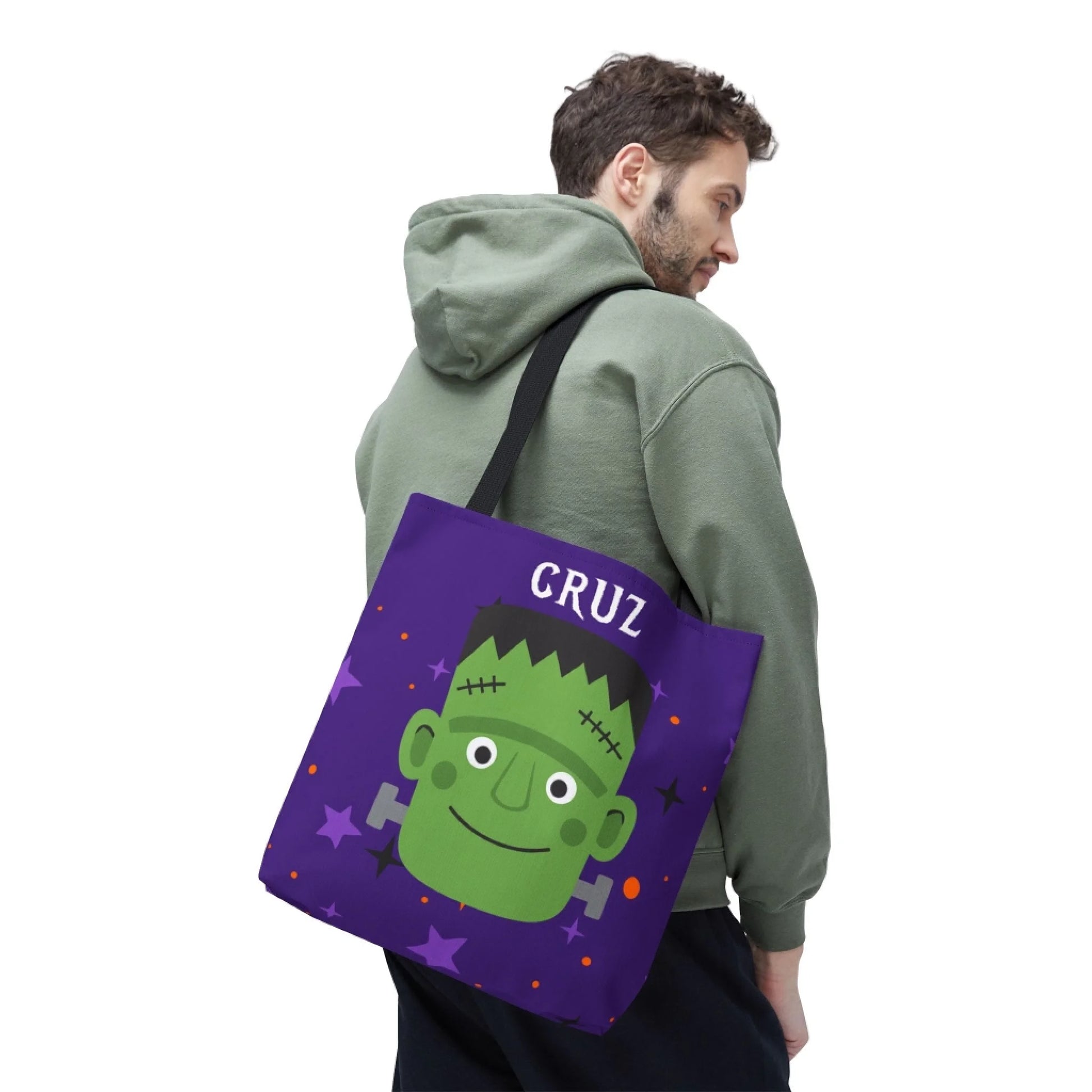 Fall Friends Halloween Name Tote Bag - Monster- 16x16 Lifestyle