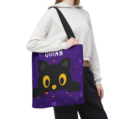 Fall Friends Halloween Name Tote Bag - Cat - 16x16 Lifestyle 2