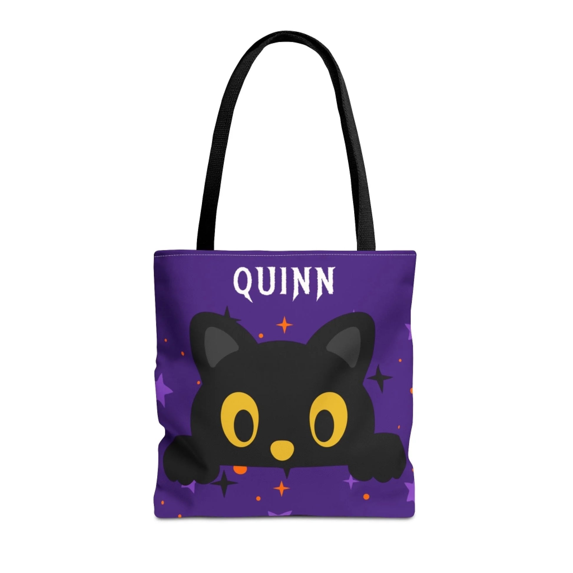Fall Friends Halloween Name Tote Bag - Cat - 16x16 Seamless