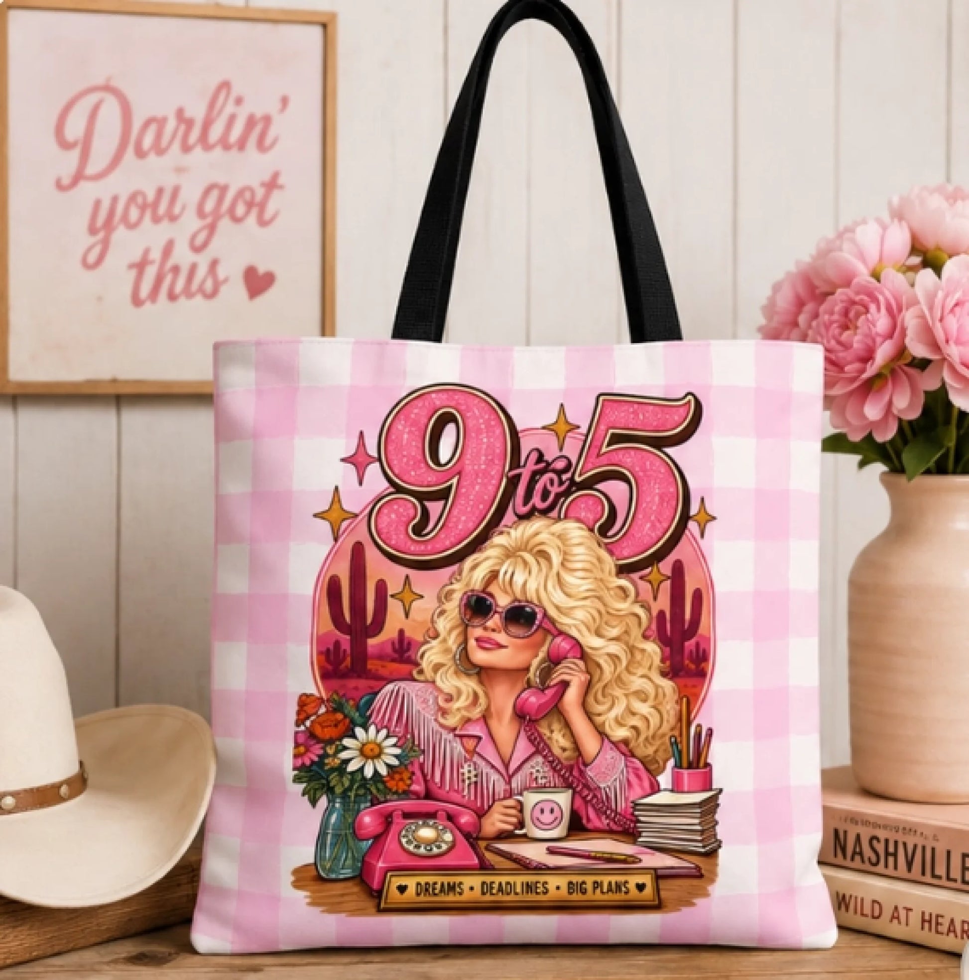 Nine to Five Tote Bag Lifestyle Etsy 2