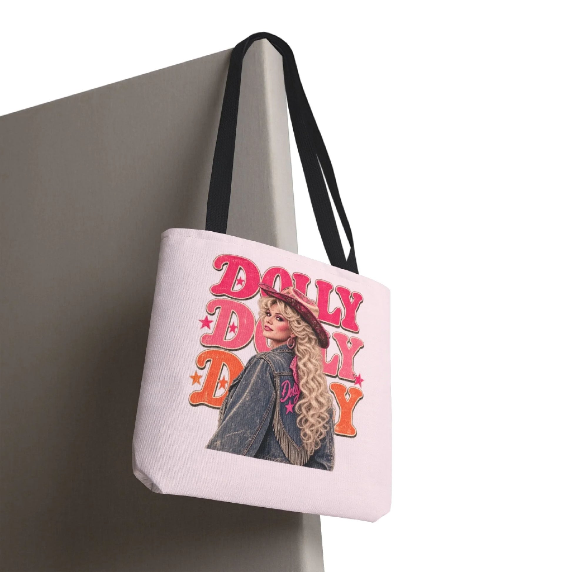 Repeating Dolly Name Tote Bag - Hanging