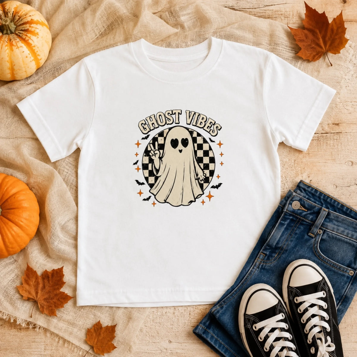 Ghost Vibes Peace Sign Ghost - Lifestyle White