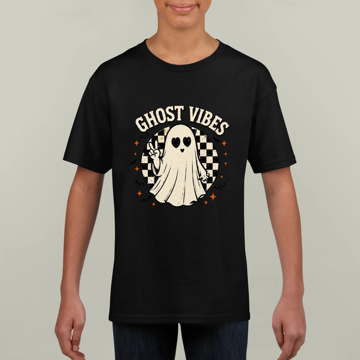 Retro Ghost Vibes Halloween Kids T-Shirt