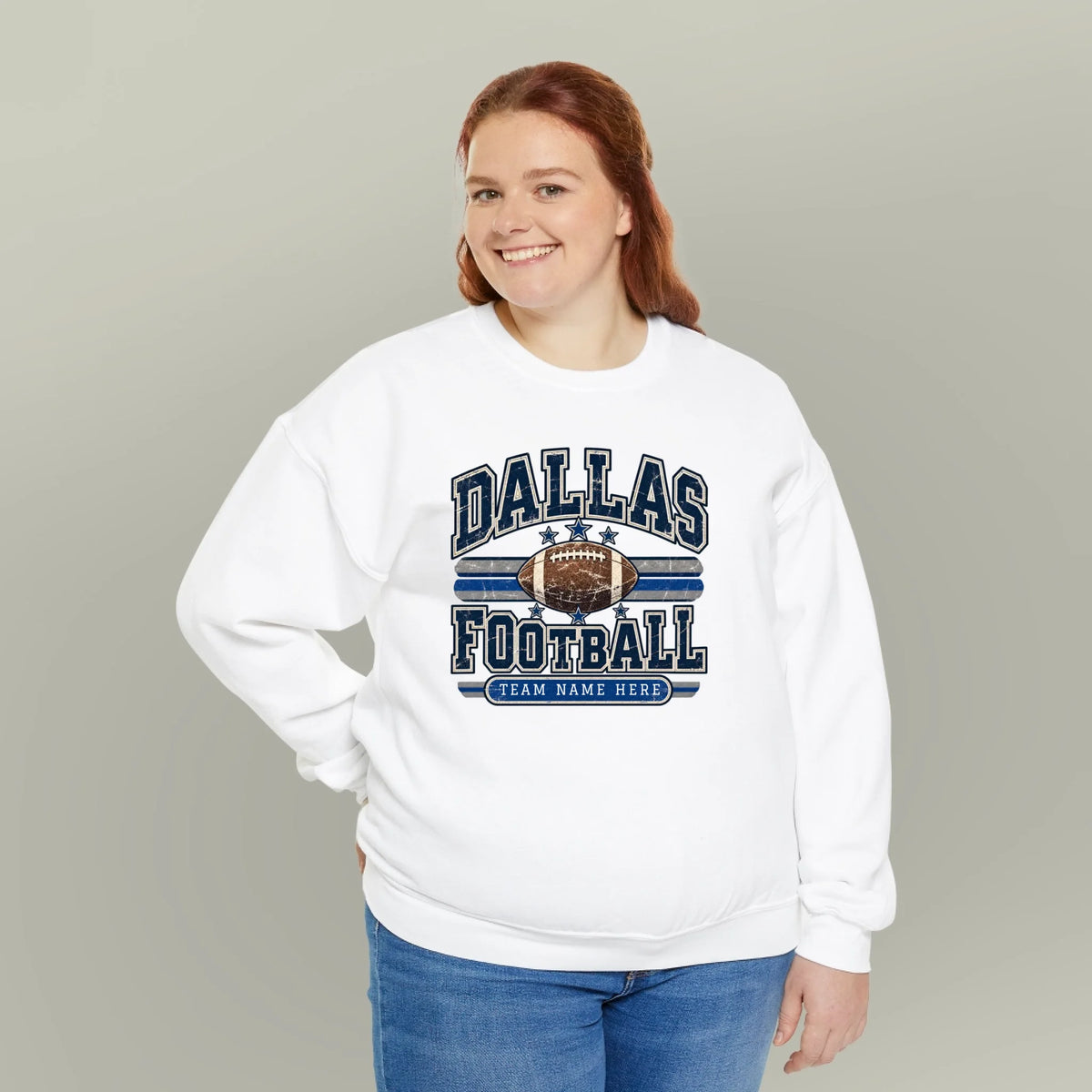 Personalized Dallas Unisex Vintage Football Game Day Crew Sweatshirt
