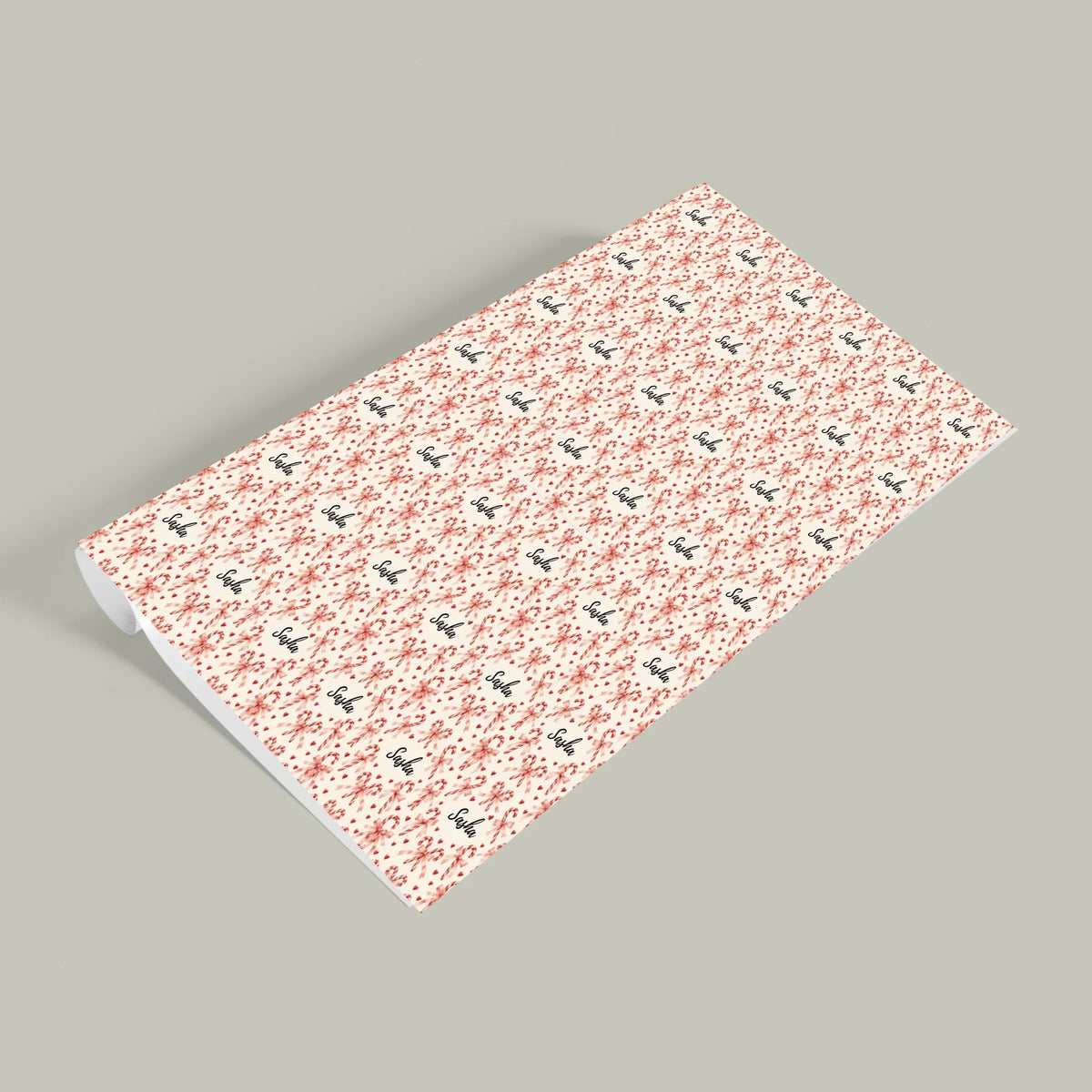 Personalized Candy Cane Hearts Wrapping Paper
