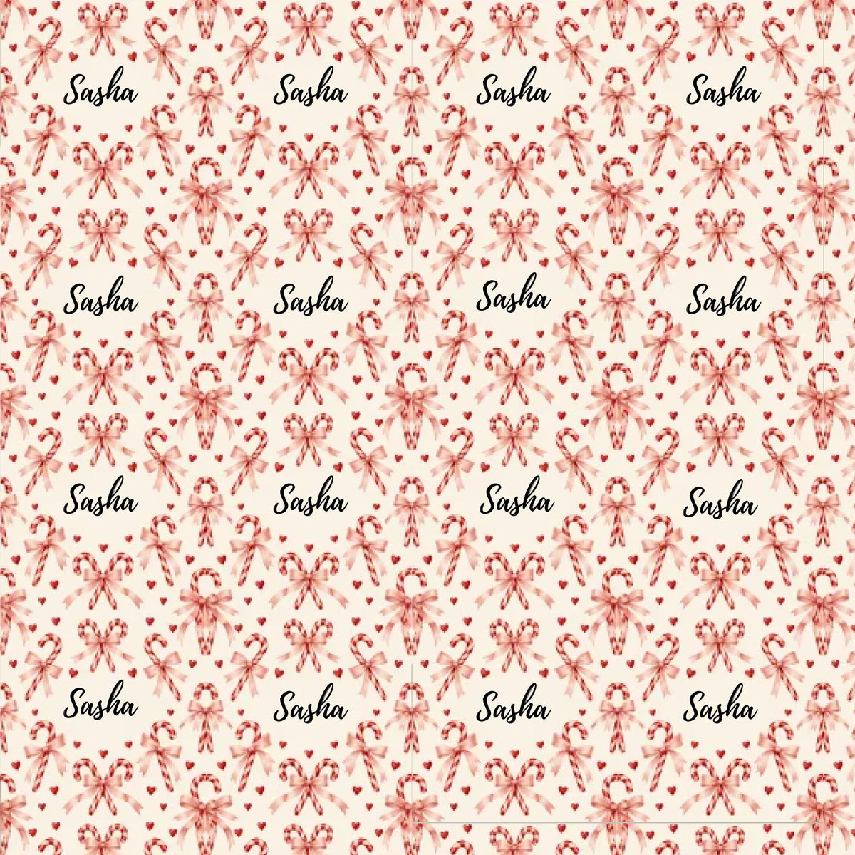 Personalized Candy Cane Hearts Wrapping Paper