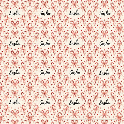 Personalized Candy Cane Hearts Wrapping Paper