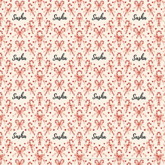 Personalized Candy Cane Hearts Wrapping Paper