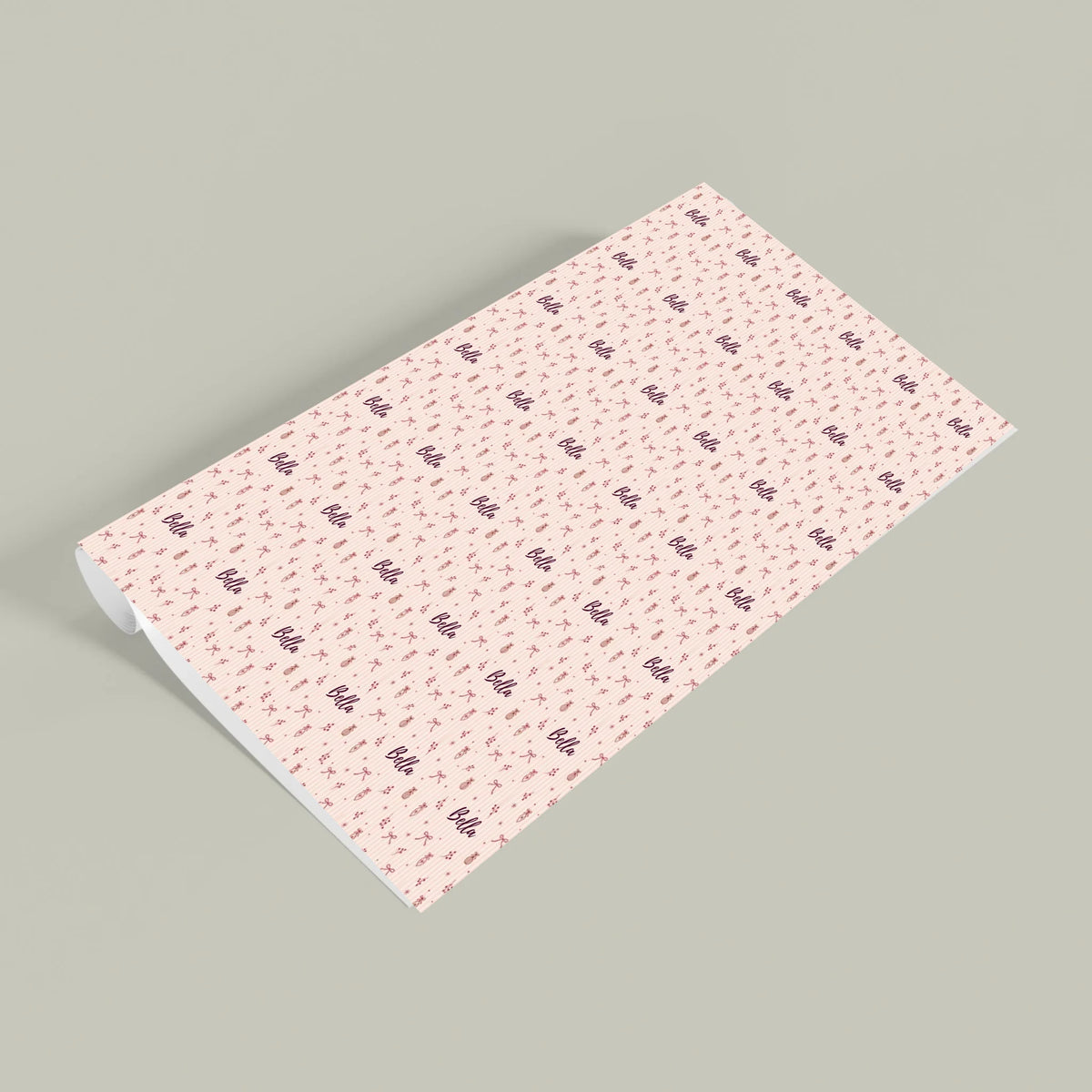 Personalized Whimsy Ornament Bow Name Wrapping Paper